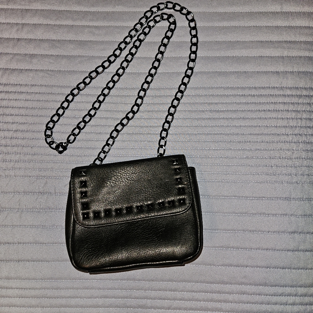 Purse Black Studded Chain Crossbody Bag